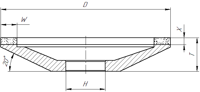 Круг алмазный шлифовальный 12A2-20 ( 12А2-20 ) на органической связке для заточки ножей